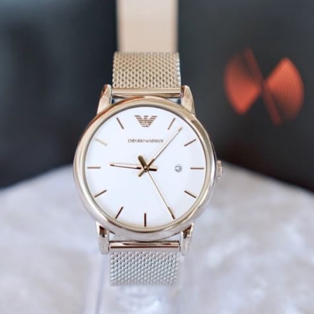 (ผ่อน0%) นาฬิกา  EMPORIO ARMANI Classic White Dial Stainless Steel Men's Watch AR1812 สเตนเลส สีเงิน