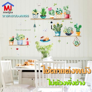 สติกเกอร์ติดผนัง ลายกระบองเพชร สติกเกอร์DIY สำหรับตกแต่งบ้าน ติดเองได้ง่าย ขนาด70*100 HM71007