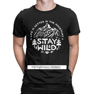 เสื้อยืด ผ้าฝ้าย พิมพ์ลาย Stay Wild Mounns Are Calling สําหรับผู้ชาย ตั้งแคมป์ ปีใหม่S-5XL