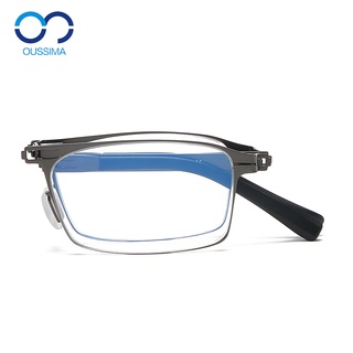 💗ราคาขายส่ง💗 แว่นตากรองแสงอื่นๆ  พับกรอบแว่นตาสายตาสั้นไทเทเนียมเบาผู้ชายธุรกิจสแควร์สกรูสายตาสั้นผลิตภัณฑ์สำเร็จรูปเ