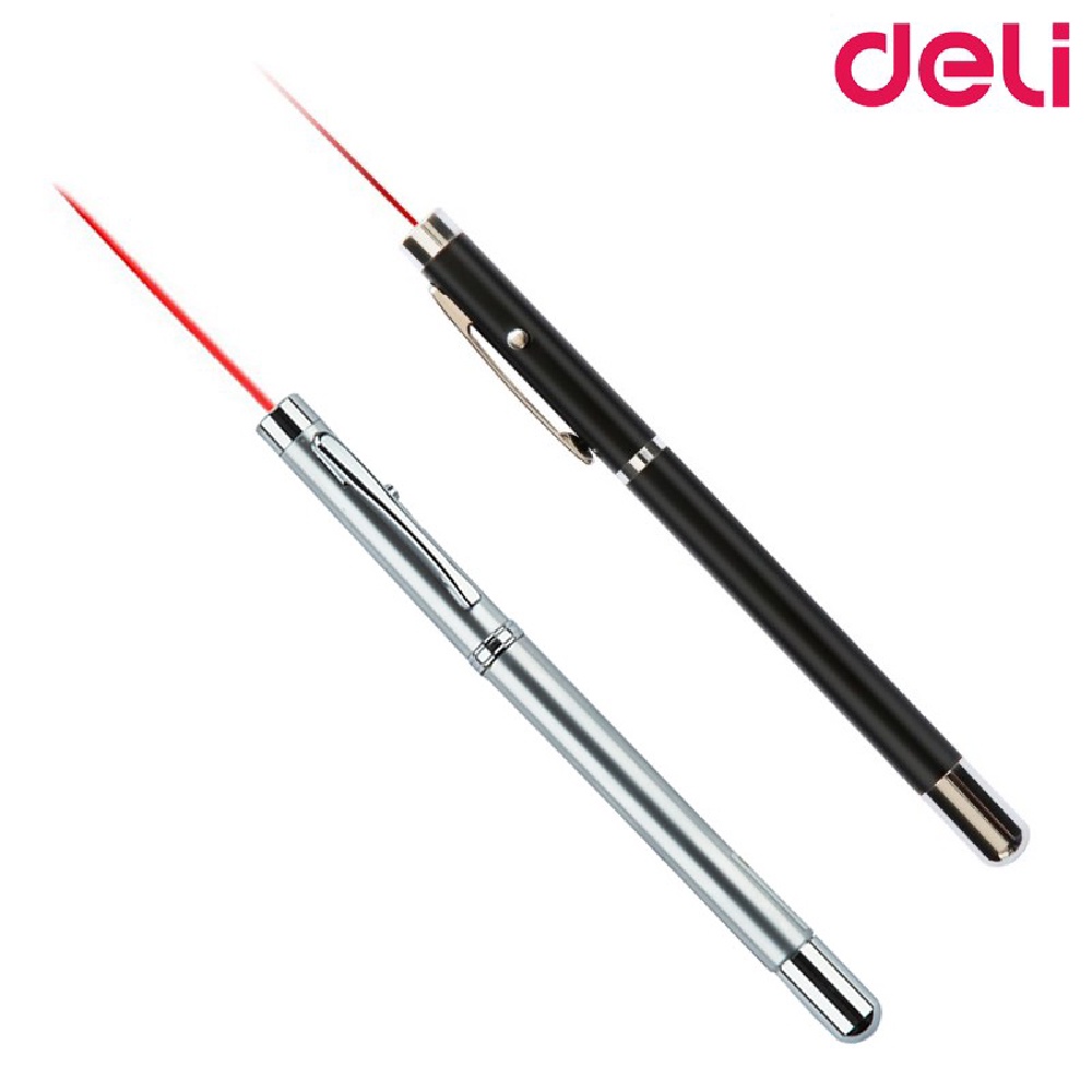 เลเซอร์พ้อยเตอร์ ปากกาเลเซอร์ ปากกาชี้กระดาน ยืดได้ ประสิทธิภาพสูง 5mw สำหรับนำเสนองาน DELI Laser Pointer