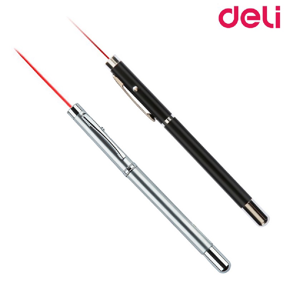 เลเซอร์พ้อยเตอร์ ปากกาเลเซอร์ ปากกาชี้กระดาน DELI Laser Pointer No.3934  ยืดได้ ประสิทธิภาพสูง 5mw ส