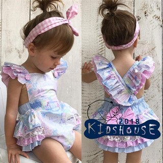 1IE-ชุดเด็กทารกที่น่ารักดอกไม้ชุดออกกำลังกาย Romper Bodysuit ชุดเสื้อผ้า Sunsuit