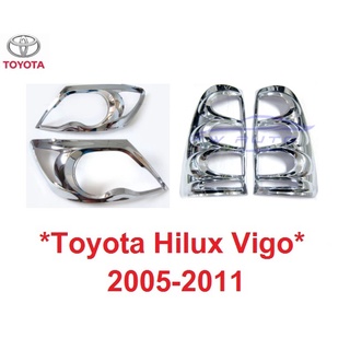 ชุดครอบไฟหน้า ครอบไฟท้ายรถ โตโยต้า วีโก้ ปี 2005-2011 โฉมเก่า ชุบโครเมี่ยม TOYOTA HILUX SR5 MK6 VIGO ของแต่ง ครอบไฟหน้า