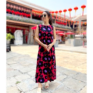 Ladyiconz-Pretty Floral Jumpsuit จั้มสูทแดง ลายดอก