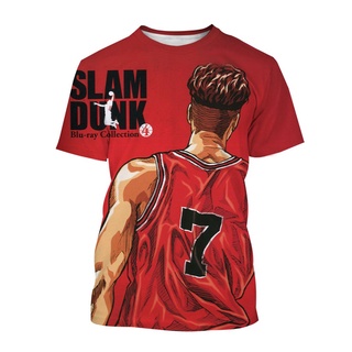 ใหม่ เสื้อยืดลําลอง แขนสั้น คอกลม พิมพ์ลาย SLAM DUNK 3D แฟชั่นฤดูร้อน สําหรับผู้ชาย 2023