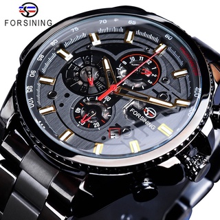 Forsining 2019 Classic Black Clock Steampunk Series Complete Calendar Mens Sport Mechanical Automatic Watches Top Brand