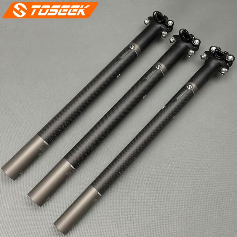 TOSEEK Full 3k คาร์บอน Fibre Mountian/Road Bike Seatpost 27.2/30.8/31.6 มม.Matte ขี่จักรยาน MTB ที่นั่งหลอดอะไหล่จักรยาน 250g