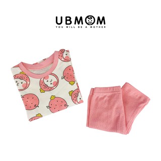 UBMOM ชุดนอน เด็ก ลาย สตรอว์เบอรี่ สีชมพู สุดน่ารัก ตรายูบีมัม พรีเมียมจากเกาหลี SIZE S-M-L