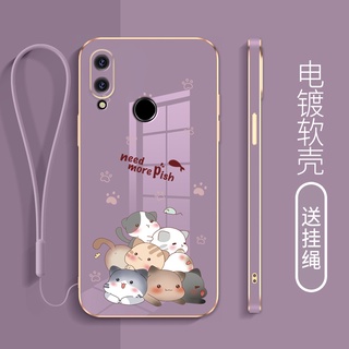 ใหม่ เคสโทรศัพท์มือถือ ขอบตรง กันสิ่งสกปรก ลายการ์ตูนแมว พร้อมสายคล้อง สําหรับ samsung a31 a30 a20 a50 a50s a30s a70