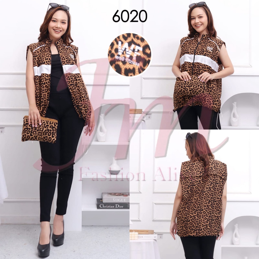 Femme Ols Vest Leopard Tiger Vest เสื้อแจ็คเก็ต Unisex 2 ชั้นคอเต่า Woolpeach กีฬาขี่จักรยาน 6020