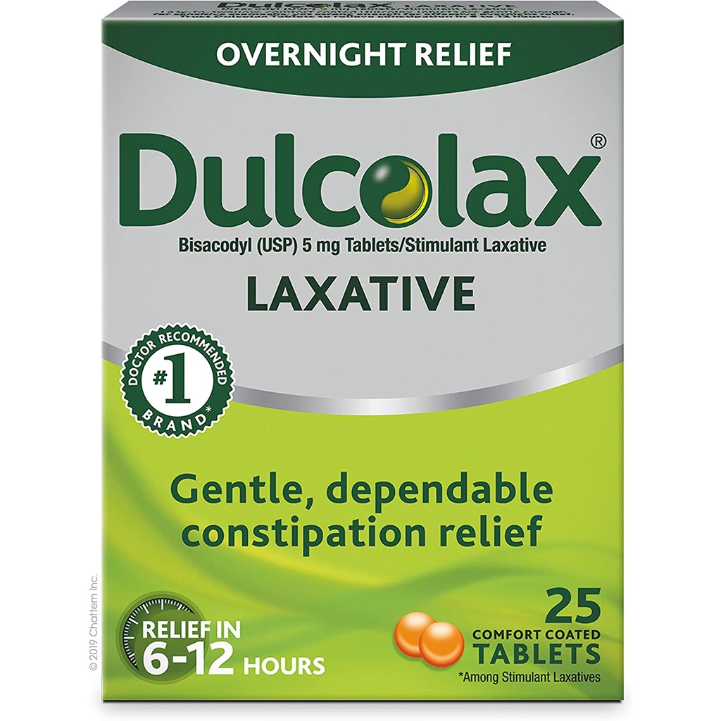 กล่อง 25 PILLS - RETAIL พุพองเม็ด 25 เม็ด, อาการท้องผูก REDUCE Dulcolax Overnight Laxative สําหรับแท