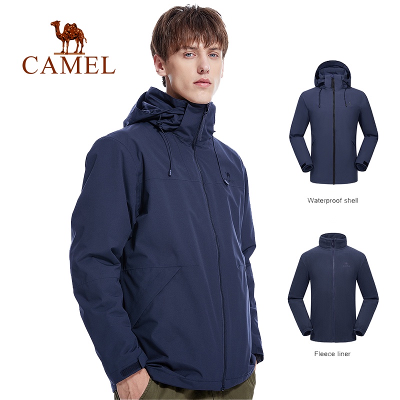 Camel เสื้อแจ็คเก็ตกันน้ําถอดออกได้สําหรับผู้ชาย