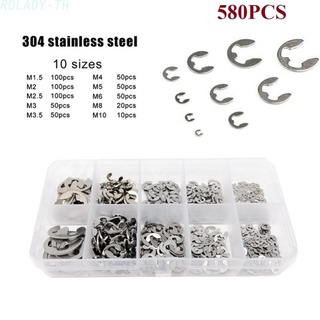 #ROYALLADY#580pcs/set 1.5mm-10mm 10 Sizes E Type Retaining Ring Parts Shaft E Clip Silver Snap