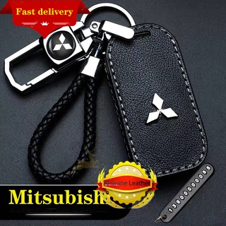 เคสกุญแจรีโมทรถยนต์ หนังวัวแท้ โลหะผสม สําหรับ Mitsubishi