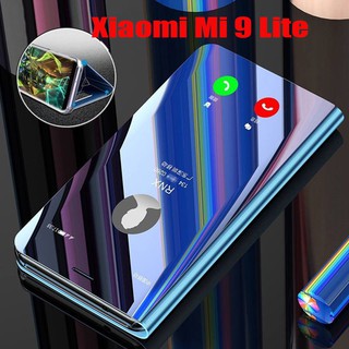 กรณี Xiaomi Mi 9 Lite Plating mirror Leather Flip Case Xiaomi Mi9 Lite ปลอกโทรศัพท์ Cover Stand