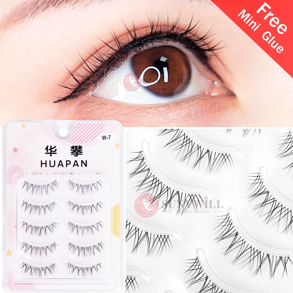 พร้อมสต็อก ฟรีมินิกาว 5 คู่ขนตาปลอมธรรมชาติหนาโปร่งใส Stem Fake Eye Lash Reused Glimmer Beginne