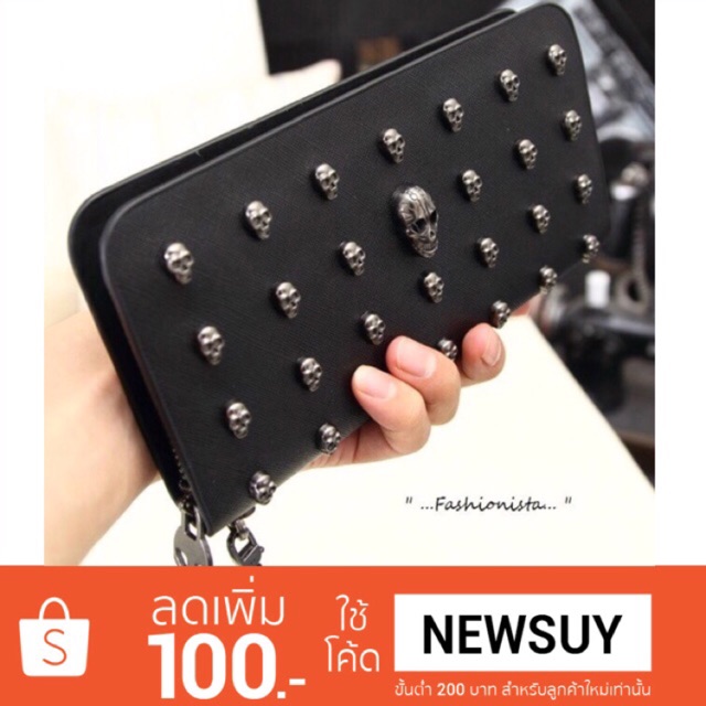 [Codeลด100:bajy]🚨 กระเป๋าสตางค์ Alexander mcqueen skull wallet กระเป๋าสตางค์ใบยาว พร้อมส่ง!