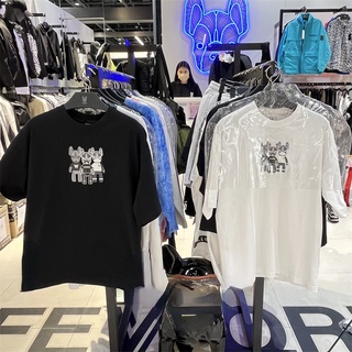 ใหม่ Lifework เสื้อยืดลําลอง แขนสั้น คอกลม พิมพ์ลายลูกสุนัขสามตัว แฟชั่นฤดูร้อน