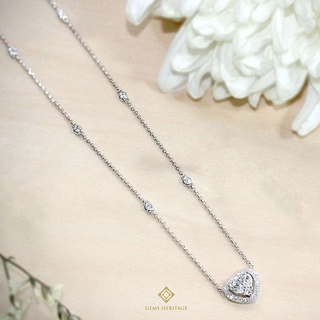 Gems heritage สร้อยคอเพชรประกบทรงหัวใจ เพชรแท้น้ำ 98 เรือน 18k white gold  (HPDWG0014)