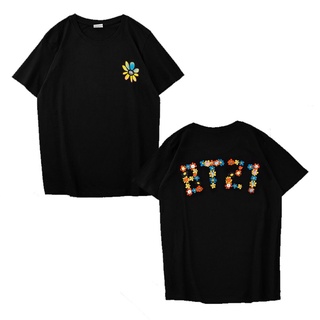 คอตต้อนคอกลมเสื้อยืดแขนสั้น พิมพ์ลายการ์ตูน Bts FLOWER สไตล์เกาหลี สําหรับผู้ชาย และผู้หญิงS-5XL