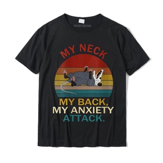 เสื้อยืดคอกลม ผ้าฝ้าย พิมพ์ลาย My Back My Anxiety Attack Opossum Sunset แฟชั่นฤดูร้อน สําหรับผู้หญิงS-5XL