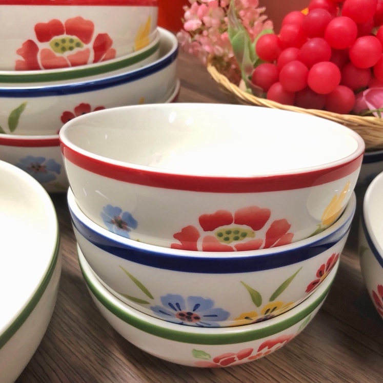 INDRA CERAMIC ชุดชาม ลายดอกถาดวินเทจ เซรามิกเข้าไมโครเวฟได้