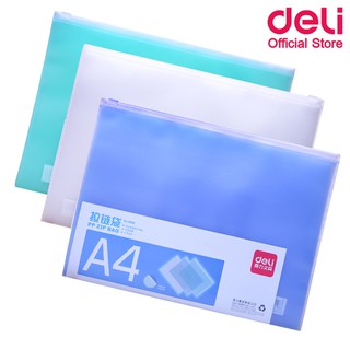 Deli 5588 Zip pouch ซองซิปใส ขนาดA4 (คละสี 1 ชิ้น) ซองพลาสติก ถุงซิปใส เครื่องเขียน ซองเอกสาร ซองใส่เอกสาร ซองใส