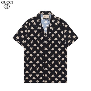 Gu--cc เสื้อเชิ้ตสั้น ลายดาว แฟชั่นฤดูร้อน A1#4