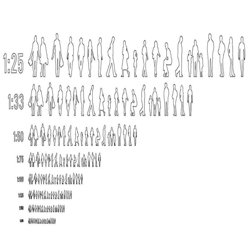 โมเดลคนสีขาว 2D Scale 1:50|1:75|1:100|1:125|1:150|1:200