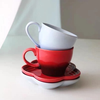 French lecreuset new product gradient color embossed plum blossom-shaped coffee cup and saucer/afternoon tea black tea