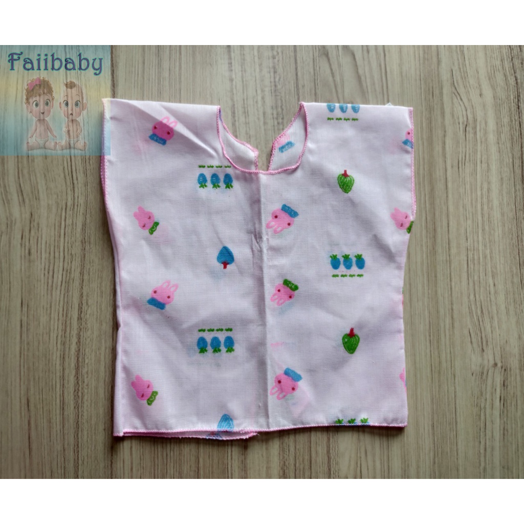 ราคาถูก 6-12 ตัว เสื้อเด็กอ่อนผูกหลัง ชุดเด็กแรกเกิด พิมลายทั้งตัว 0-3 เดือน ผ้าป่าน ใส่สบาย คละ4สี คละลายน่ารัก - รูปที่ 2