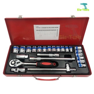 EURO KING TOOLS ชุดเครื่องมือ ประแจ ชุดบล็อก 24 ชิ้น ขนาด 1/2 (4หุน) Sliding T bar รุ่นใหม่