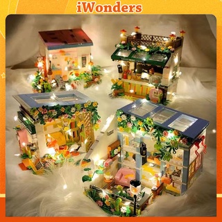 ไอเดียการสร้างบล็อก LED Annie Studio Architecture Sunshine Flower House Sweetheart Handmade Street View Toy Gift