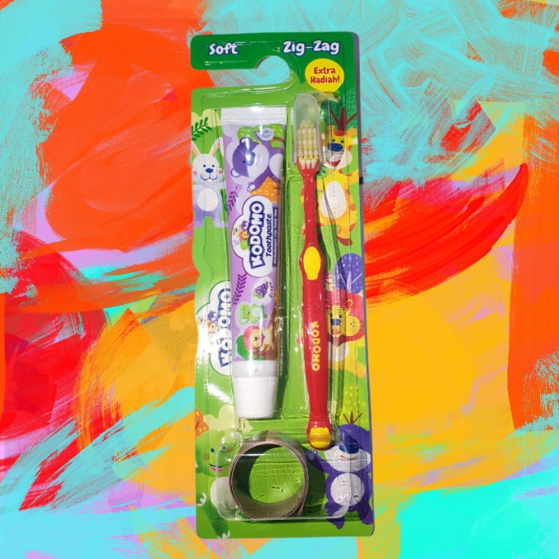 แปรงสีฟัน Kodomo Zig Zag/ ปกติ + ยาสีฟัน