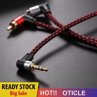 สายเคเบิ้ล 90 องศา 3 . 5 มม . Male To 2 Rca Male Audio Aux Y Splitter