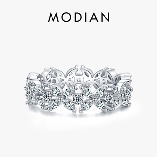 Modian แหวนเงินแท้ 925 ลายดอกไม้ ซ้อนกันได้ เครื่องประดับ สําหรับผู้หญิง 2021
