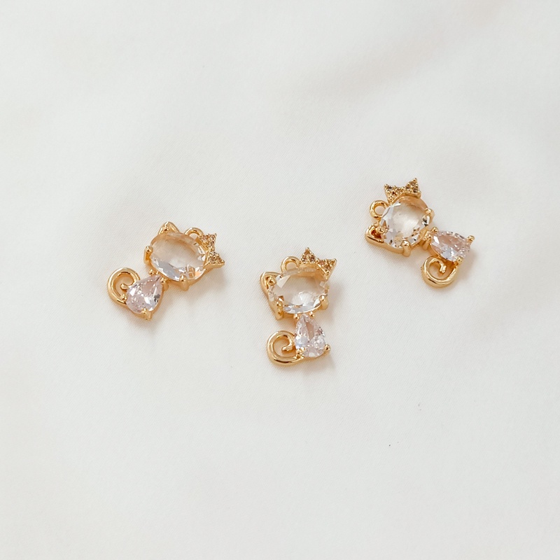 จี้สร้อยคอ สร้อยข้อมือ ประดับเพทาย คริสตัลใส รูปแมวราชินี สีทอง 14k DIY - รูปที่ 5