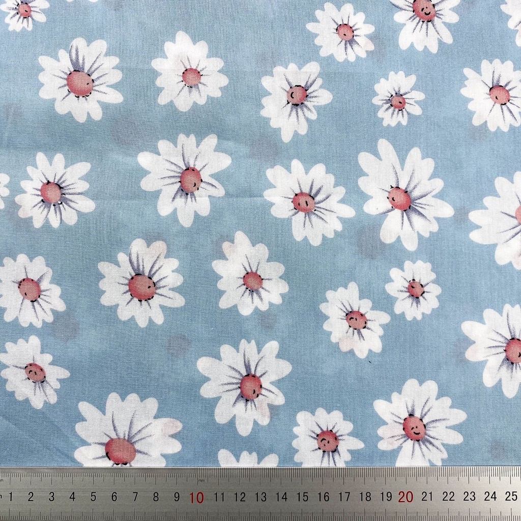 ผ้าคอตตอน poplin พิมพ์ลายดอกไม้ ลายกระต่าย ข้าวปั้น