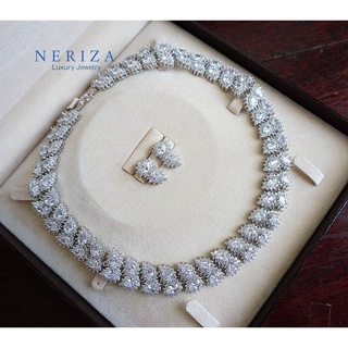 Neriza Jewelry/ชุดเครื่องประดับเพชรสังเคราะห์ประกายไฟเทียบเท่าเพชรแท้ เครื่องประดับเจ้าสาว จัดส่งฟรีพร้อมกล่อง NSW25