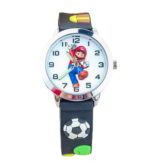 Mario นาฬิกาข้อมืออิเล็กทรอนิกส์ สายซิลิโคน ลายการ์ตูนฟุตบอล 3D สําหรับเด็ก