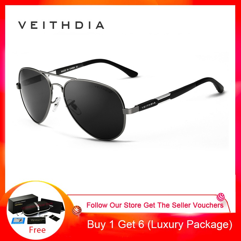 VEITHDIA 6695 เเว่นกันแดด อลูมิเนียม กันแสง UV แฟชั่น มี 4 สี สำหรับผู้ชาย ราคา ถูกที่สุด ดีลบีเคเค แกลเลอรีภาพที่ 6