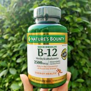 50% OFF ราคา Sale!!! EXP: 05/23 วิตามินบี 12 B-12 Methylcobalamin 2500 mcg 300 Quick Dissolve Tablets (Natures Bounty®)