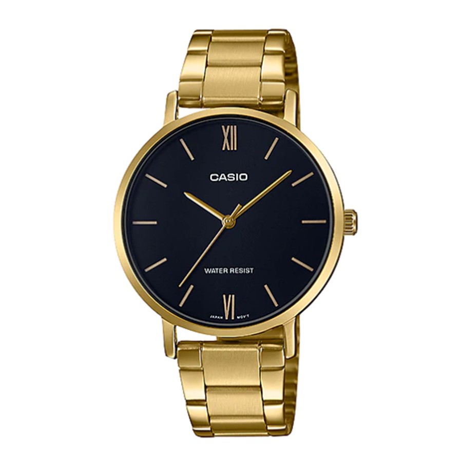 Casio Standard นาฬิกาข้อมือผู้หญิง สายสแตนเลส รุ่น LTP-VT01G,LTP-VT01G-1B - สีทอง