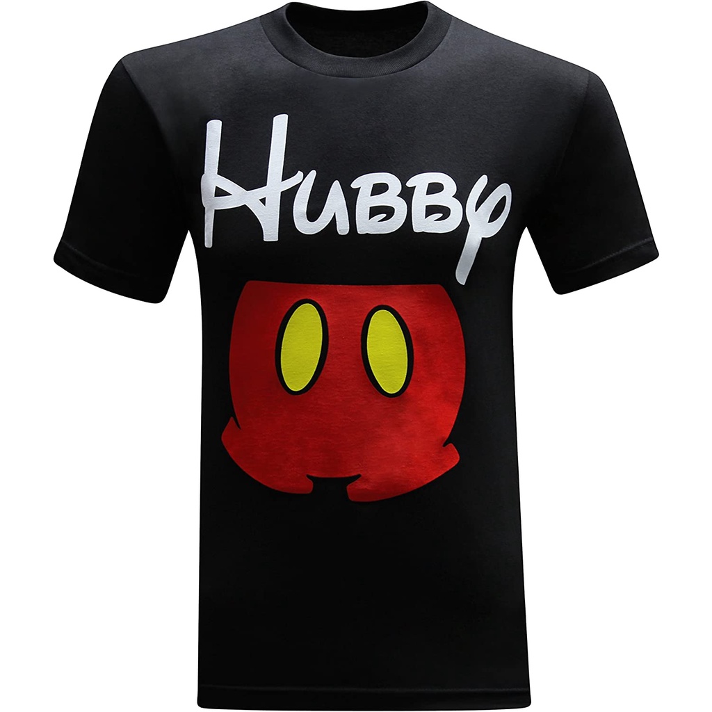 เสื้อยืดแขนสั้นลําลอง คอกลม พิมพ์ลาย Hubby & Wifey Matching แฟชั่นสําหรับผู้ชาย และคู่รัก