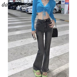 DaDulove💕 New Korean Version Grey Jeans Loose High Waist Womens Wide Leg Pants Fashion Womens Clothing