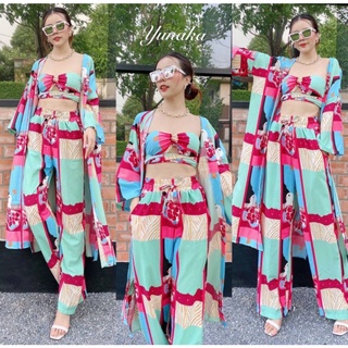 ชุดเซต 3 ชิ้นคะงานสวยแมทได้หลายลุคเลยนะคะ 3 ชิ้นคุ้มสุดๆ กางเกงเอวยางยืด