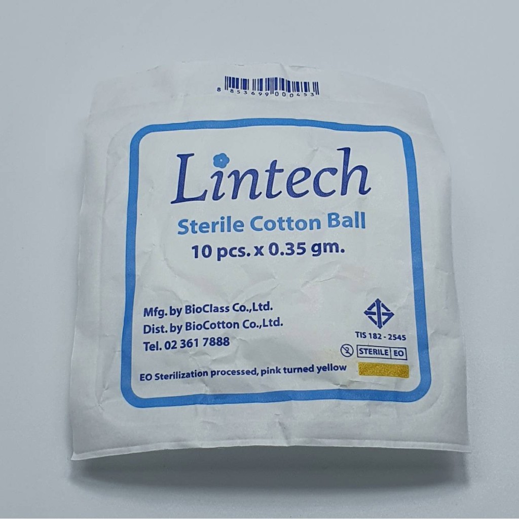 Lintech (sterile Cotton Ball) 10 pcs. x 0.35 gm. Shopee Thailand