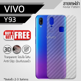 ซื้อ 1 แถม 1 ฟรี!! ฟิล์มหลัง กันรอย Vivo Y93 ลายเคฟล่า