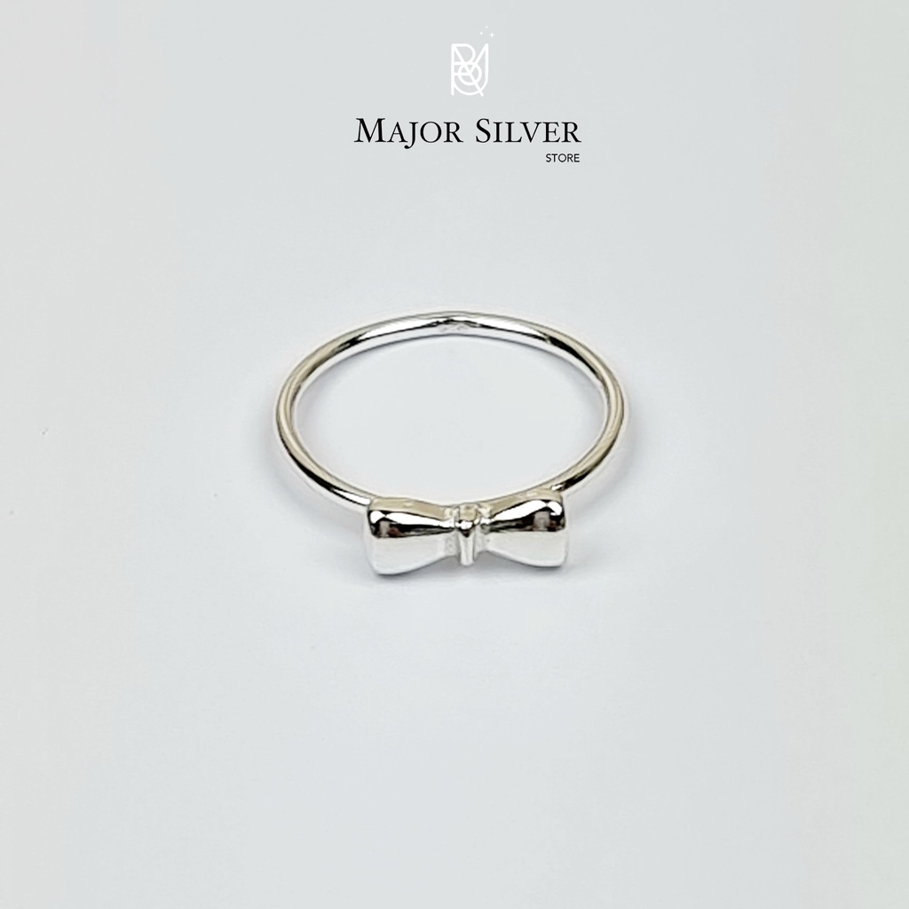 แหวนหัวโบว์เนื้อตัน / เงินแท้92.5% เกลี้ยงๆ แฟชั่น สไตล์อินเทรนด์ ดีไซน์สวย น่ารักๆ : E-V-Bo11